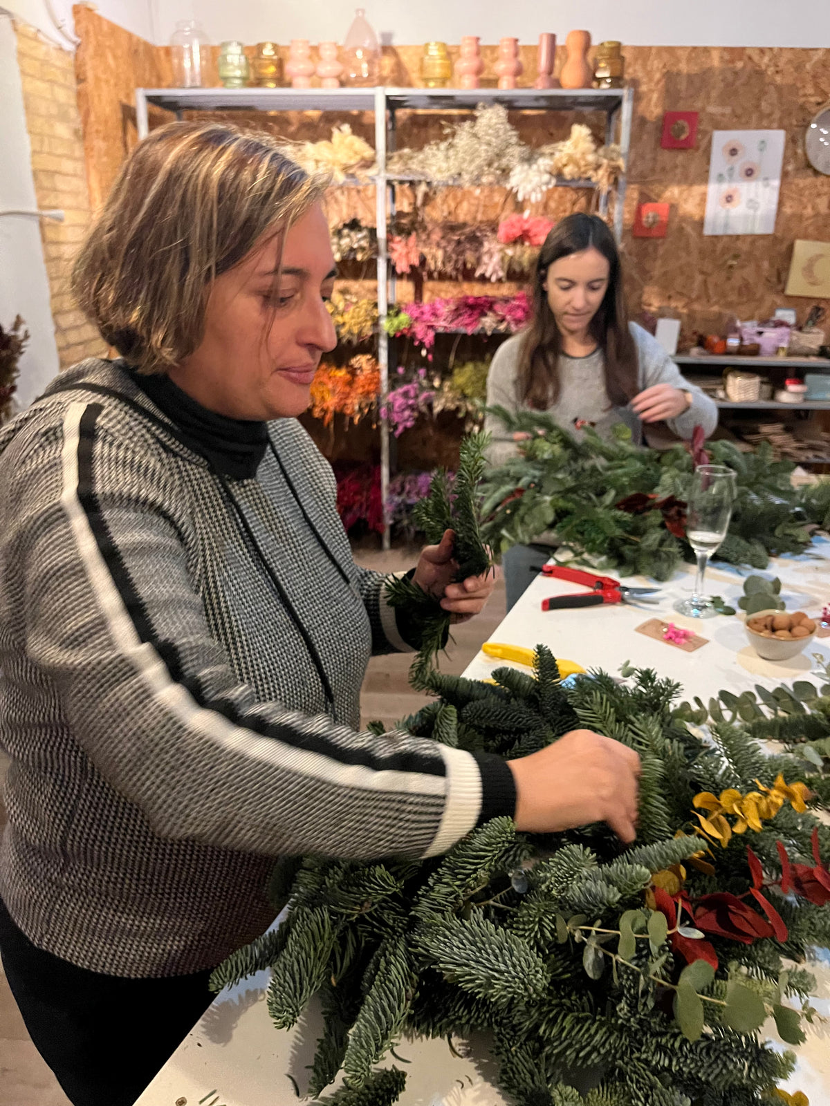 Taller corona navideña | flor seca y preservada