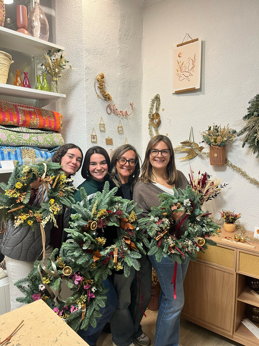 Taller corona navideña | flor seca y preservada