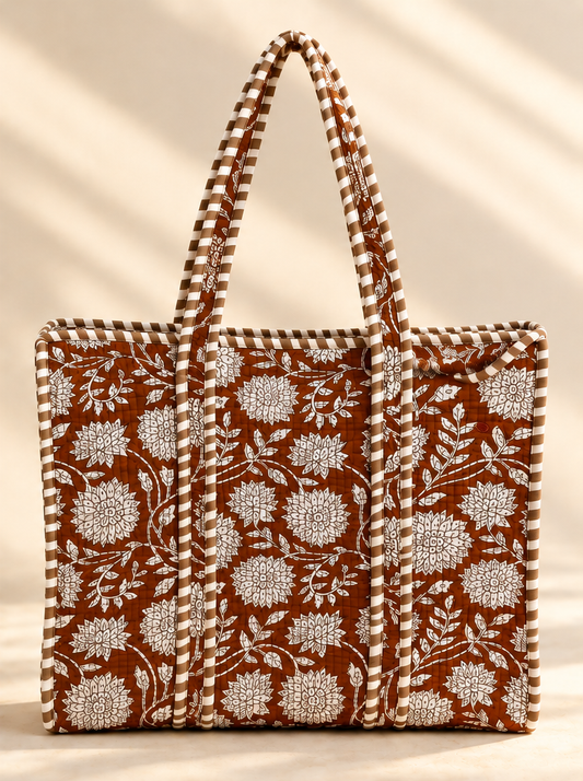 Bolso tote acolchado | estampado floral