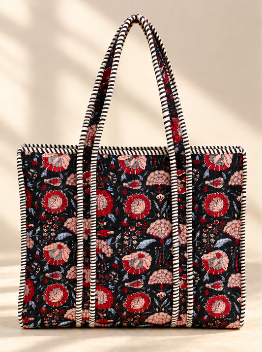 Bolso tote acolchado | estampado floral